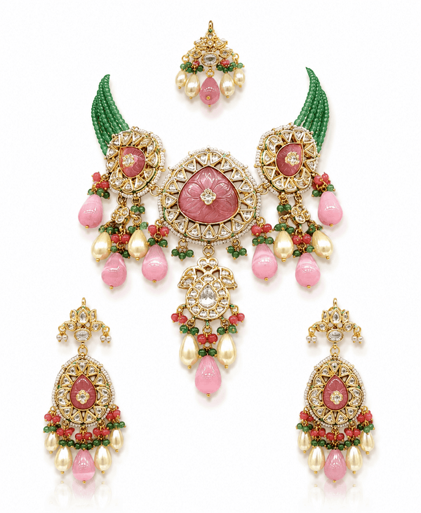Meenakari Necklace 10707 - KRISHNA'S SWETA JEWELLERY