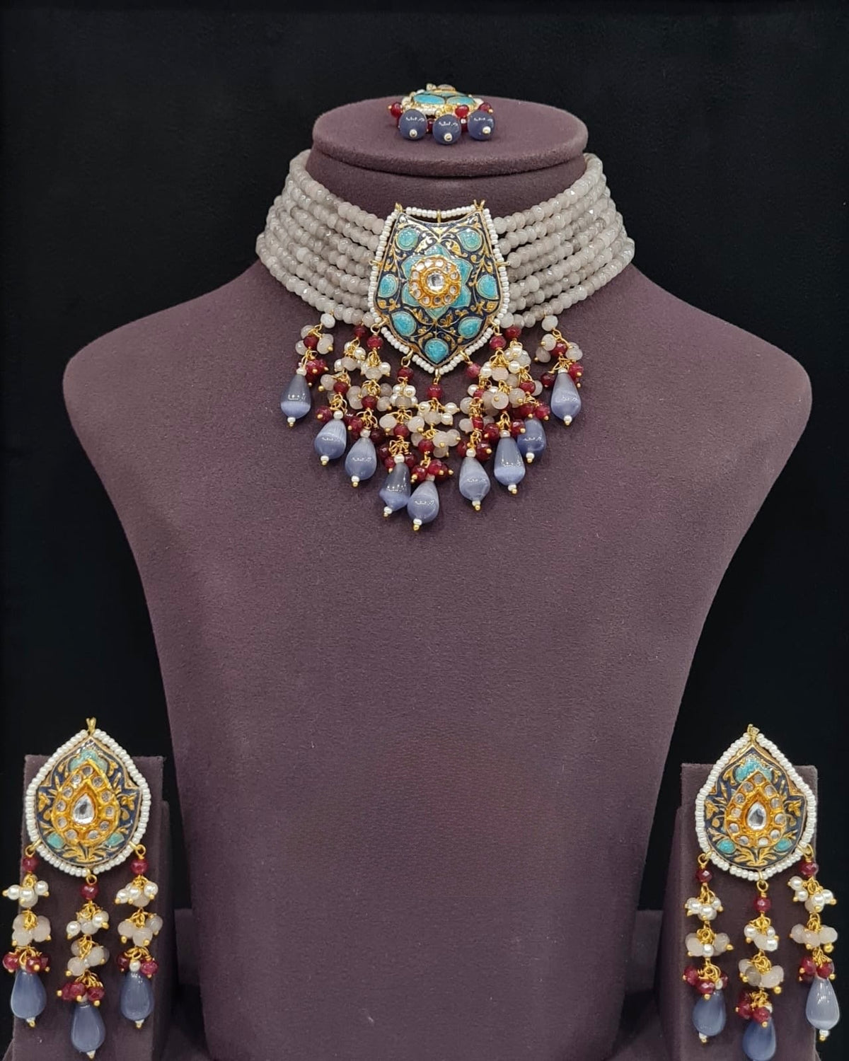 Meenakari Necklace 10749 - KRISHNA'S SWETA JEWELLERY