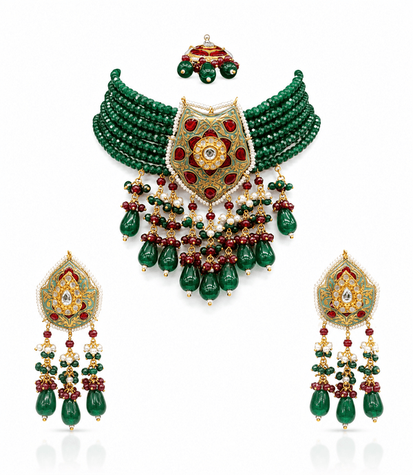 Meenakari Necklace 10749 - KRISHNA'S SWETA JEWELLERY