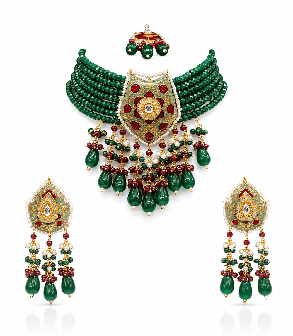 Meenakari Necklace 10749 - KRISHNA'S SWETA JEWELLERY