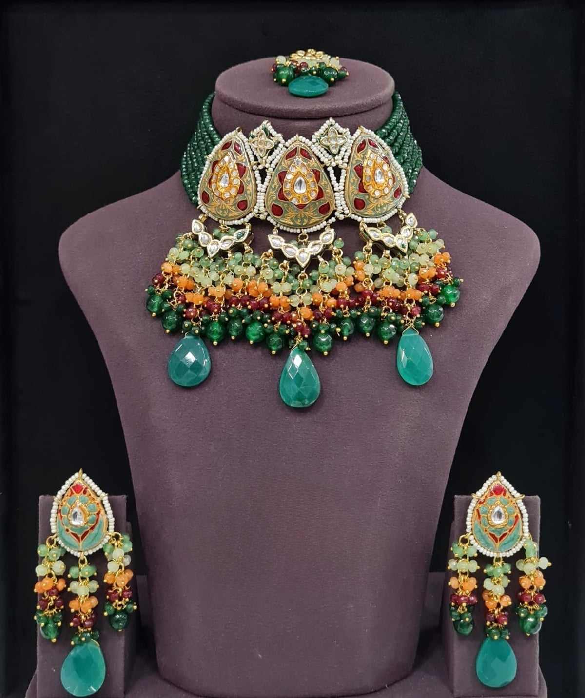 Meenakari Necklace 10963 - KRISHNA'S SWETA JEWELLERY