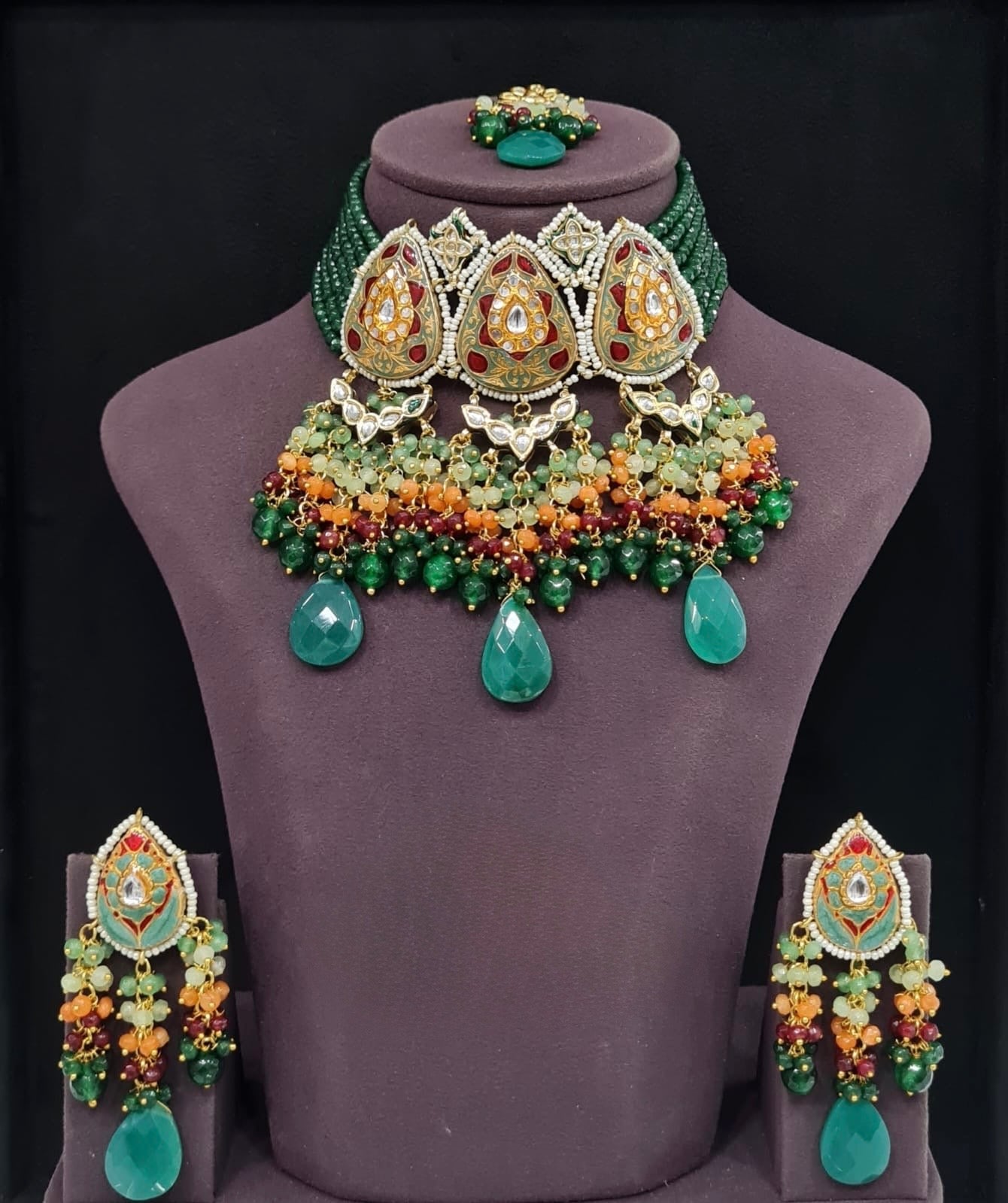 Meenakari Necklace 10963 - KRISHNA'S SWETA JEWELLERY