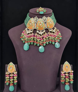 Meenakari Necklace 10963 - KRISHNA'S SWETA JEWELLERY