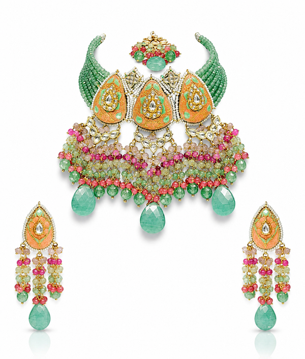 Meenakari Necklace 10963 - KRISHNA'S SWETA JEWELLERY