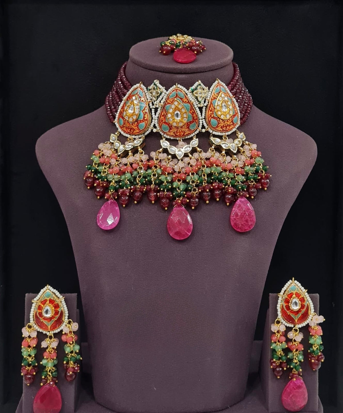 Meenakari Necklace 10963 - KRISHNA'S SWETA JEWELLERY
