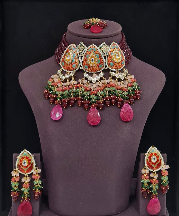 Meenakari Necklace 10963 - KRISHNA'S SWETA JEWELLERY