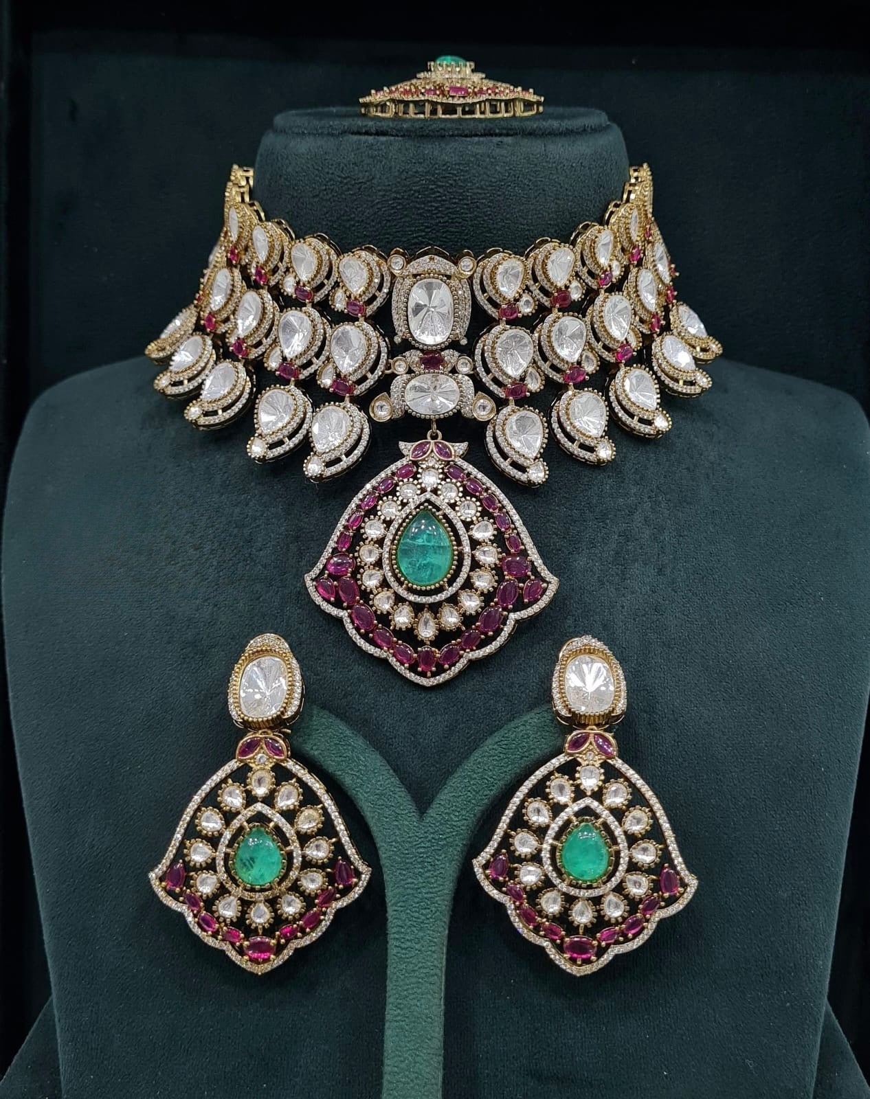 Moissanite Bride Set 06745 - KRISHNA'S SWETA JEWELLERY