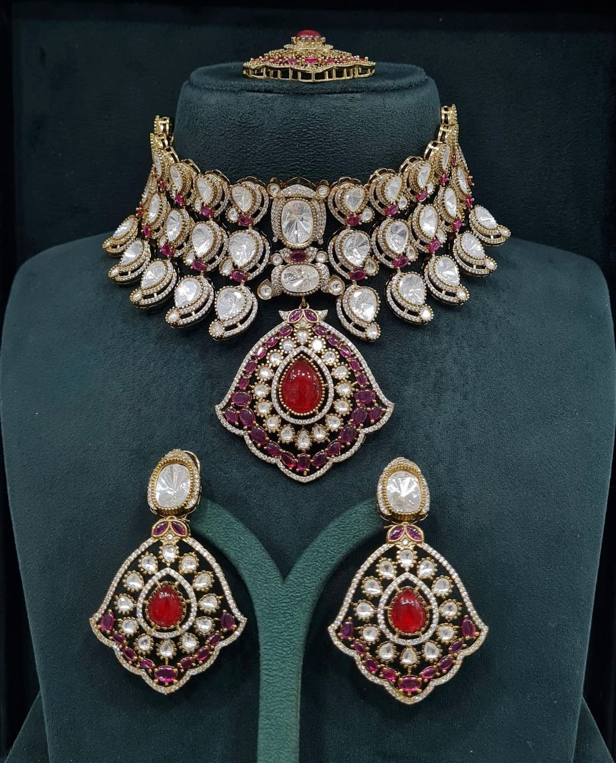 Moissanite Bride Set 06745 - KRISHNA'S SWETA JEWELLERY