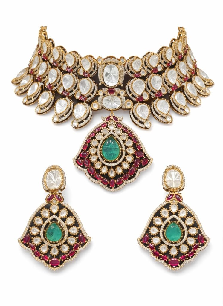 Moissanite Bride Set 06745 - KRISHNA'S SWETA JEWELLERY