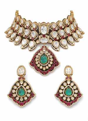 Moissanite Bride Set 06745 - KRISHNA'S SWETA JEWELLERY