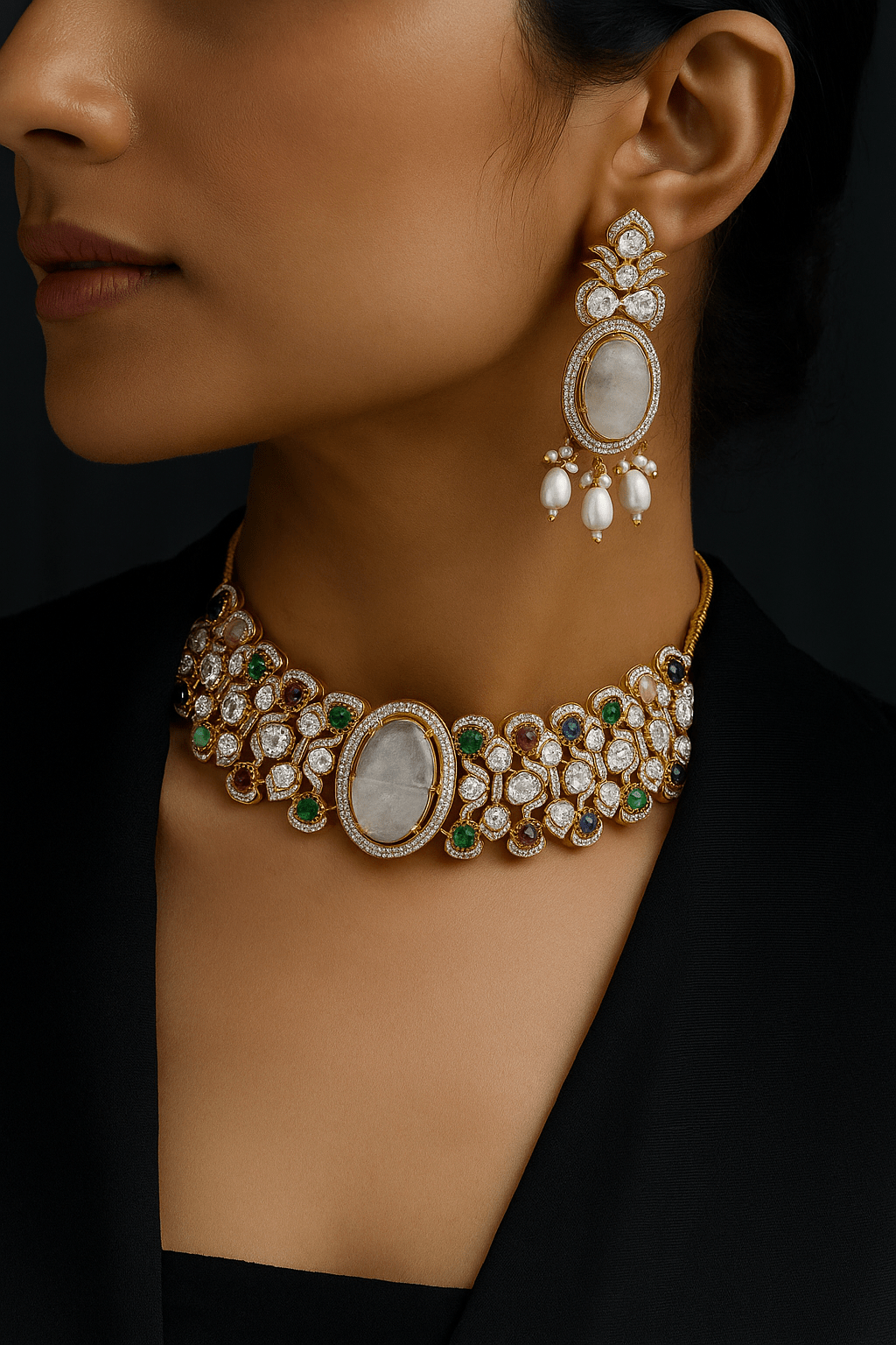 Moissanite Choker 04639 - KRISHNA'S SWETA JEWELLERY