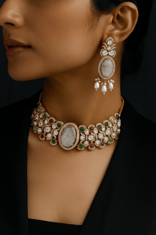 Moissanite Choker 04639 - KRISHNA'S SWETA JEWELLERY