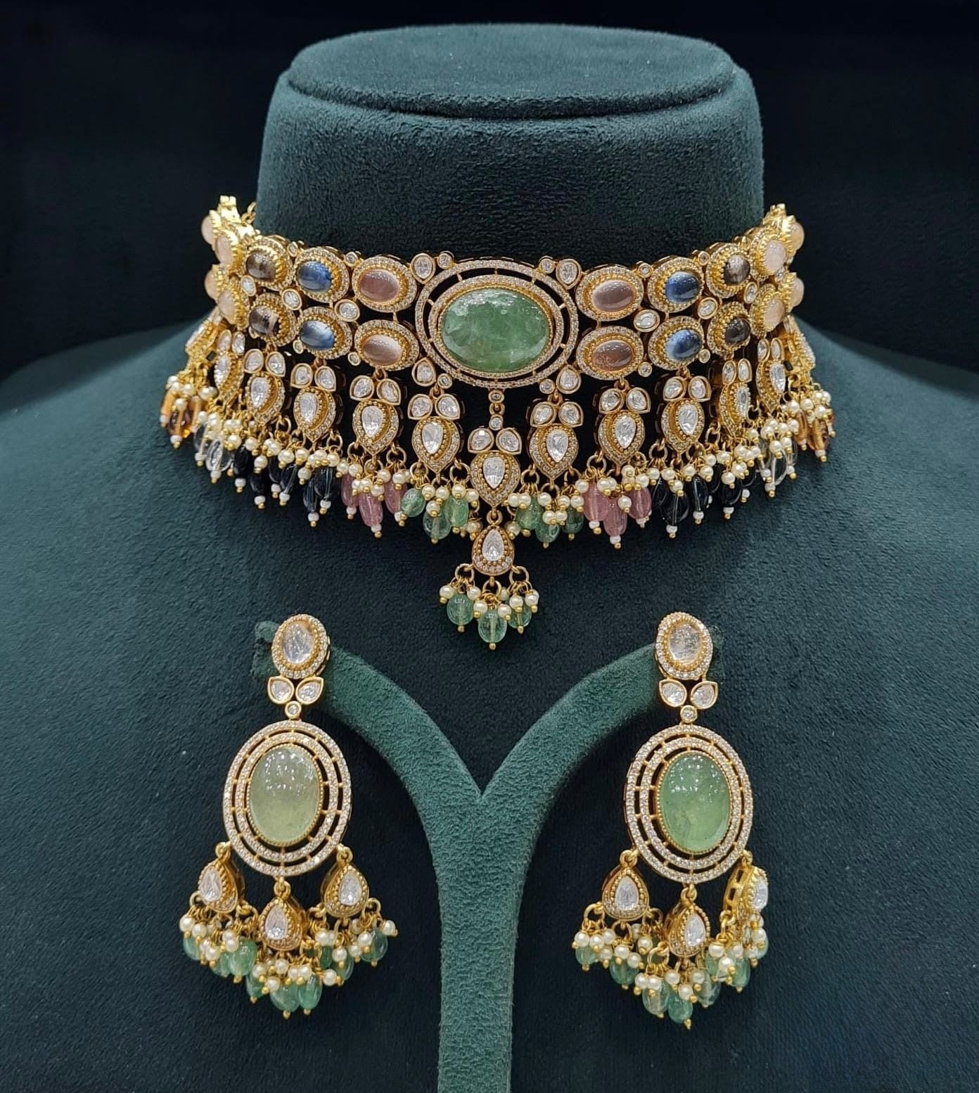 Moissanite Choker 04640 - KRISHNA'S SWETA JEWELLERY