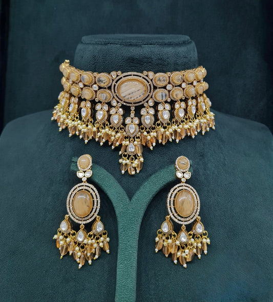 Moissanite Choker 04640 - KRISHNA'S SWETA JEWELLERY