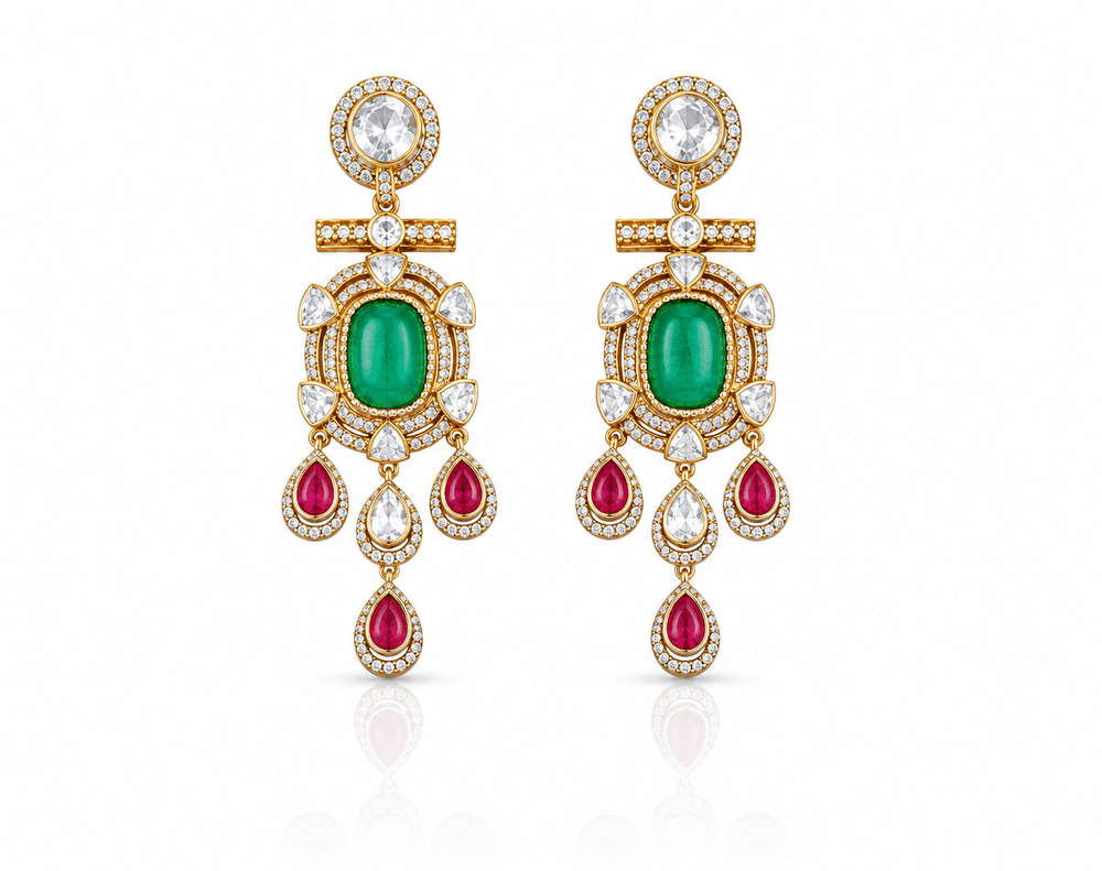 Moissanite Earrings 03988 - KRISHNA'S SWETA JEWELLERY