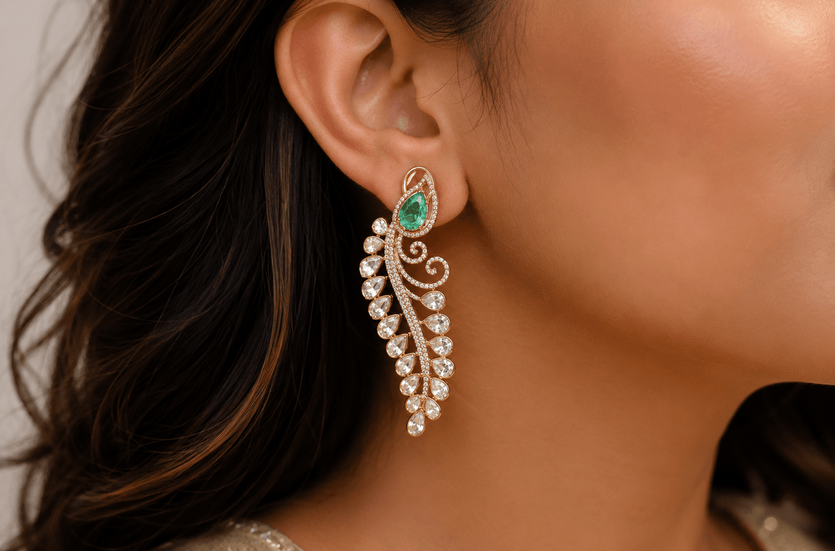 Moissanite Earrings 05549 - KRISHNA'S SWETA JEWELLERY