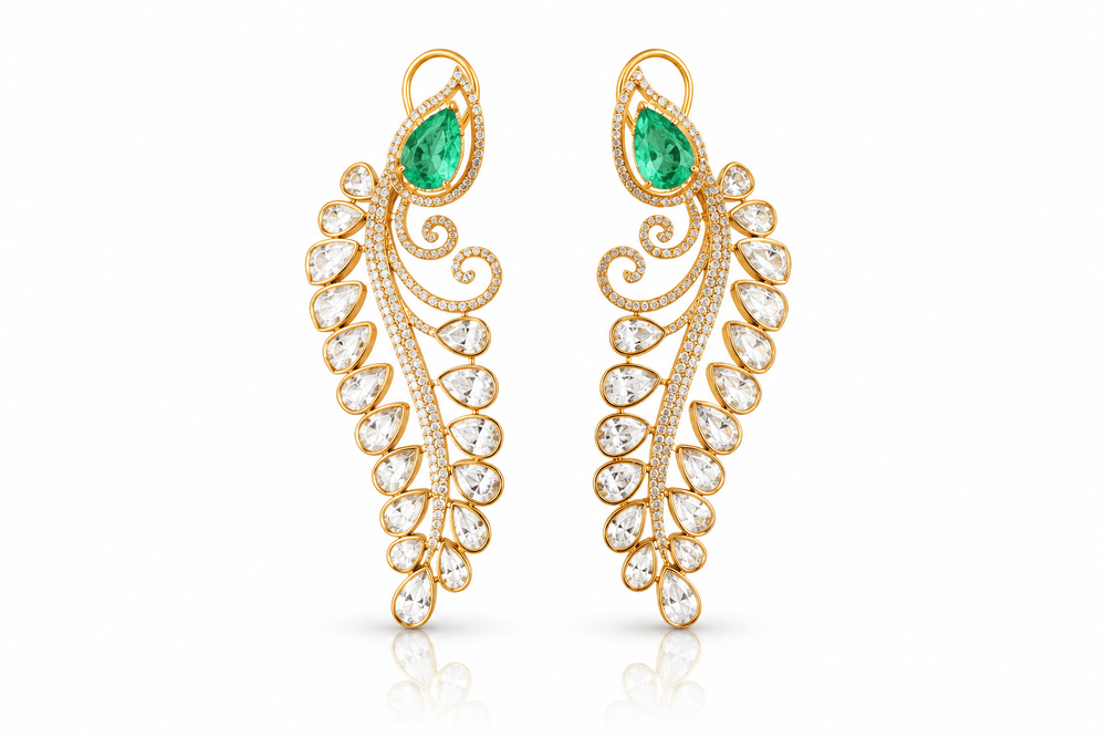 Moissanite Earrings 05549 - KRISHNA'S SWETA JEWELLERY