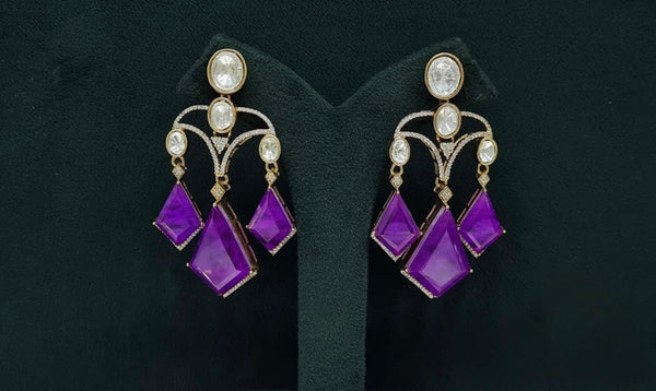Moissanite Earrings 08901 - KRISHNA'S SWETA JEWELLERY
