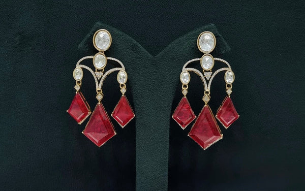 Moissanite Earrings 08901 - KRISHNA'S SWETA JEWELLERY