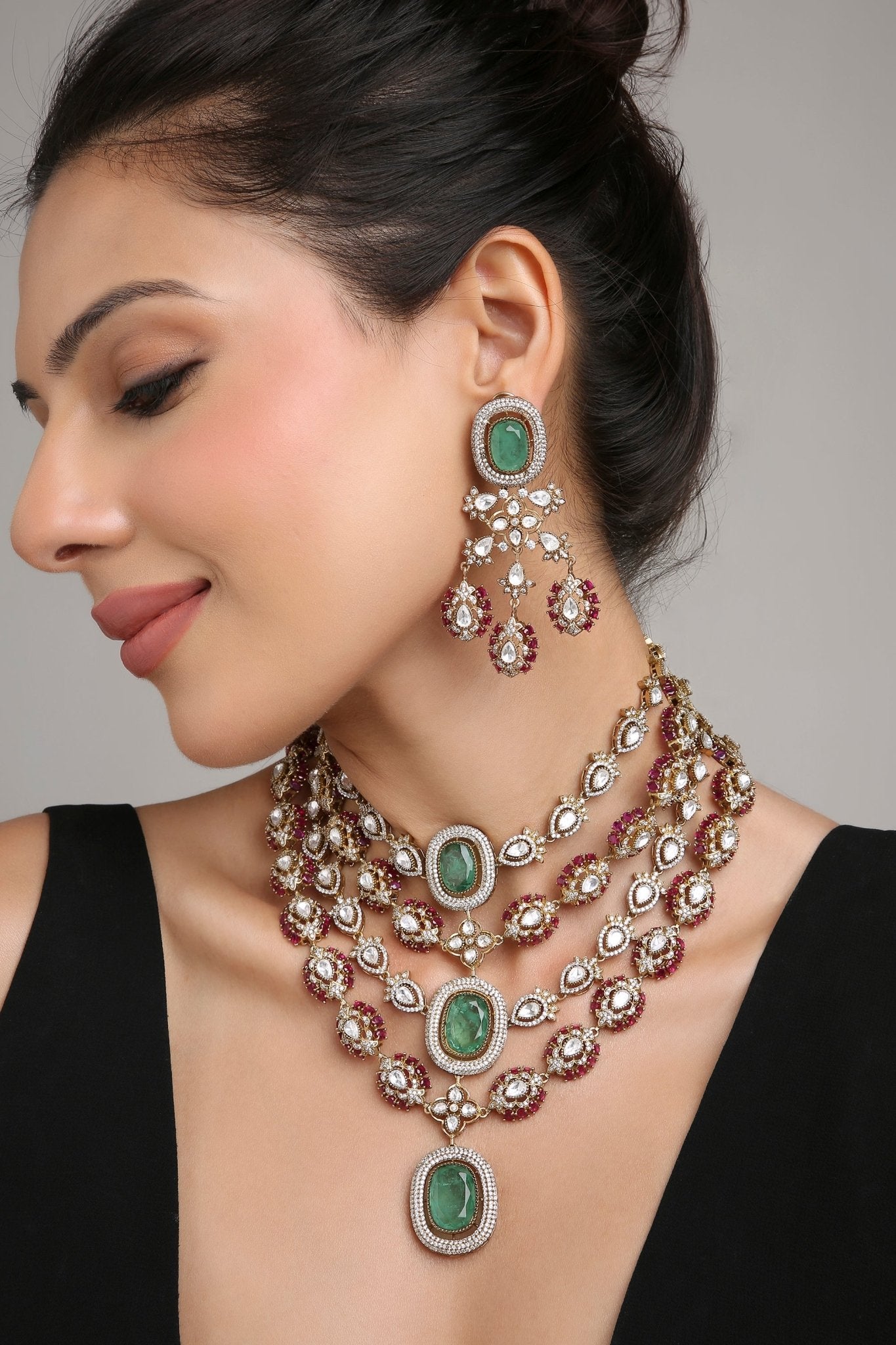 Moissanite Necklace 07337 - KRISHNA'S SWETA JEWELLERY