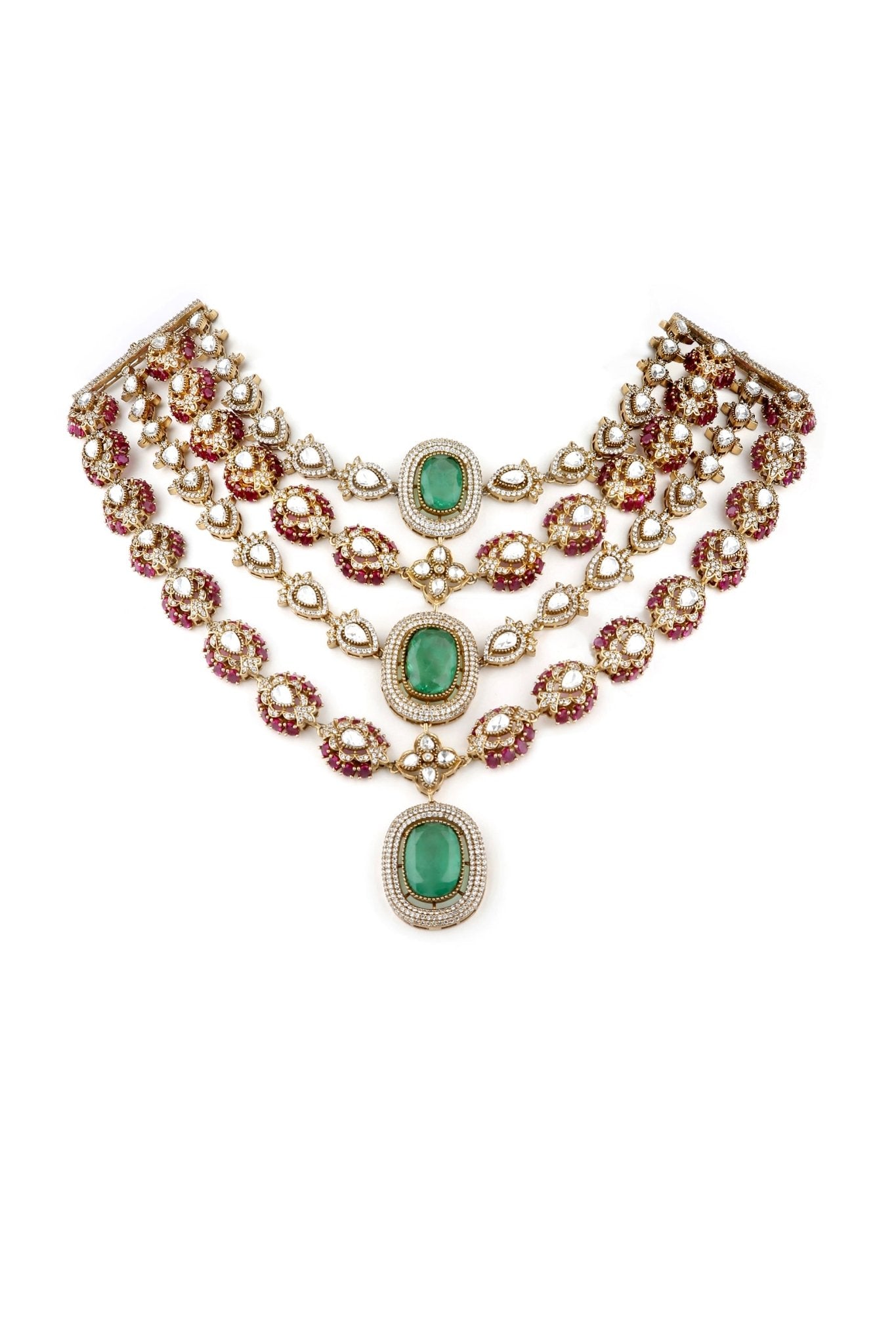 Moissanite Necklace 07337 - KRISHNA'S SWETA JEWELLERY
