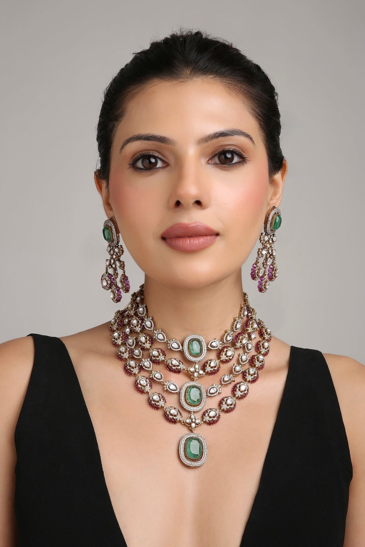 Moissanite Necklace 07337 - KRISHNA'S SWETA JEWELLERY