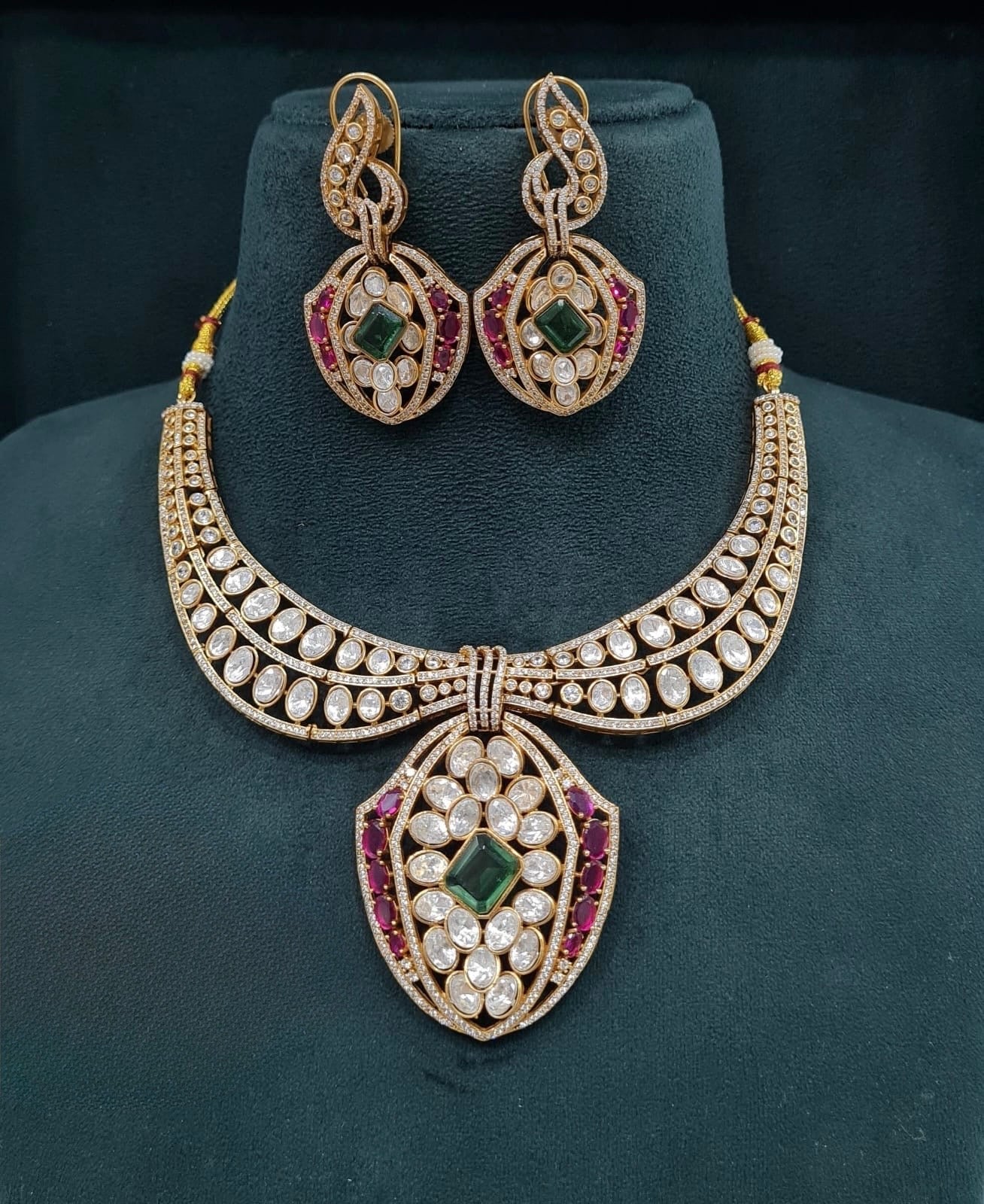 Moissanite Necklace 08644 - KRISHNA'S SWETA JEWELLERY