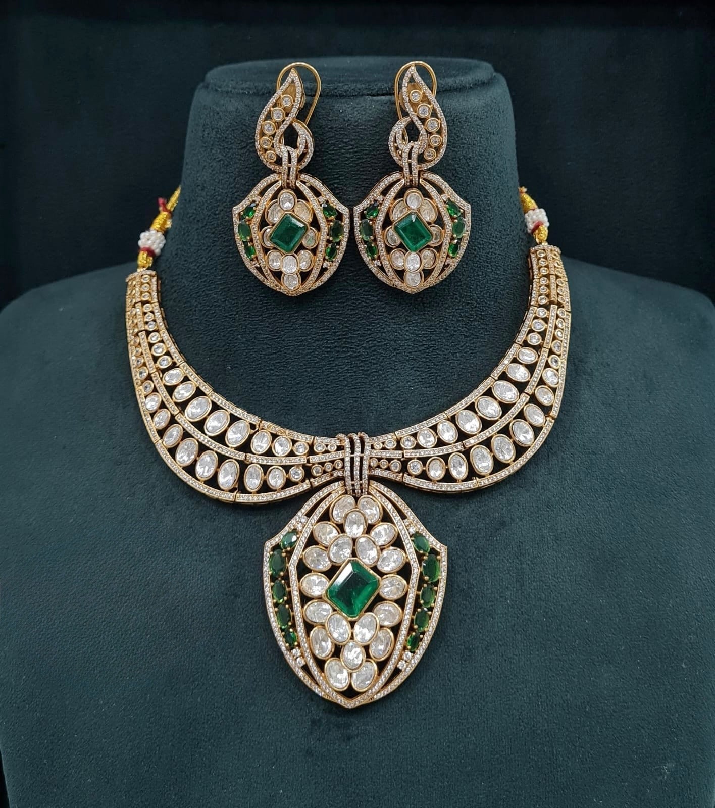 Moissanite Necklace 08644 - KRISHNA'S SWETA JEWELLERY