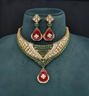 Moissanite Necklace 08916 - KRISHNA'S SWETA JEWELLERY