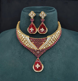Moissanite Necklace 08916 - KRISHNA'S SWETA JEWELLERY
