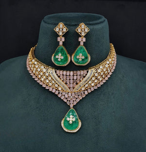 Moissanite Necklace 08916 - KRISHNA'S SWETA JEWELLERY