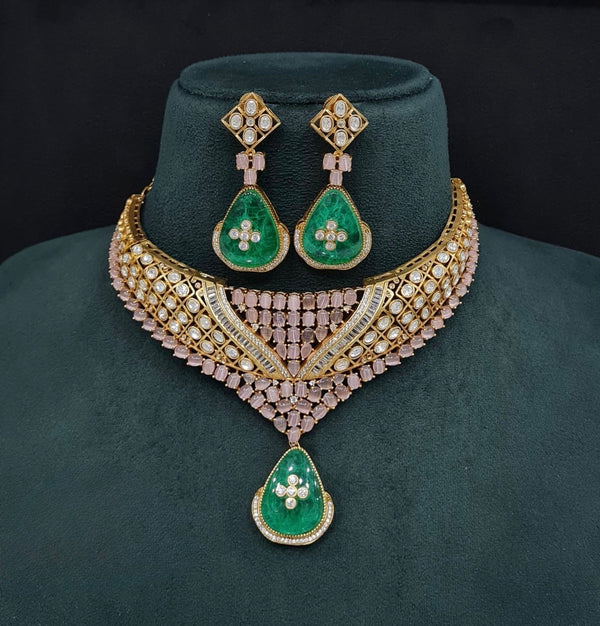 Moissanite Necklace 08916 - KRISHNA'S SWETA JEWELLERY