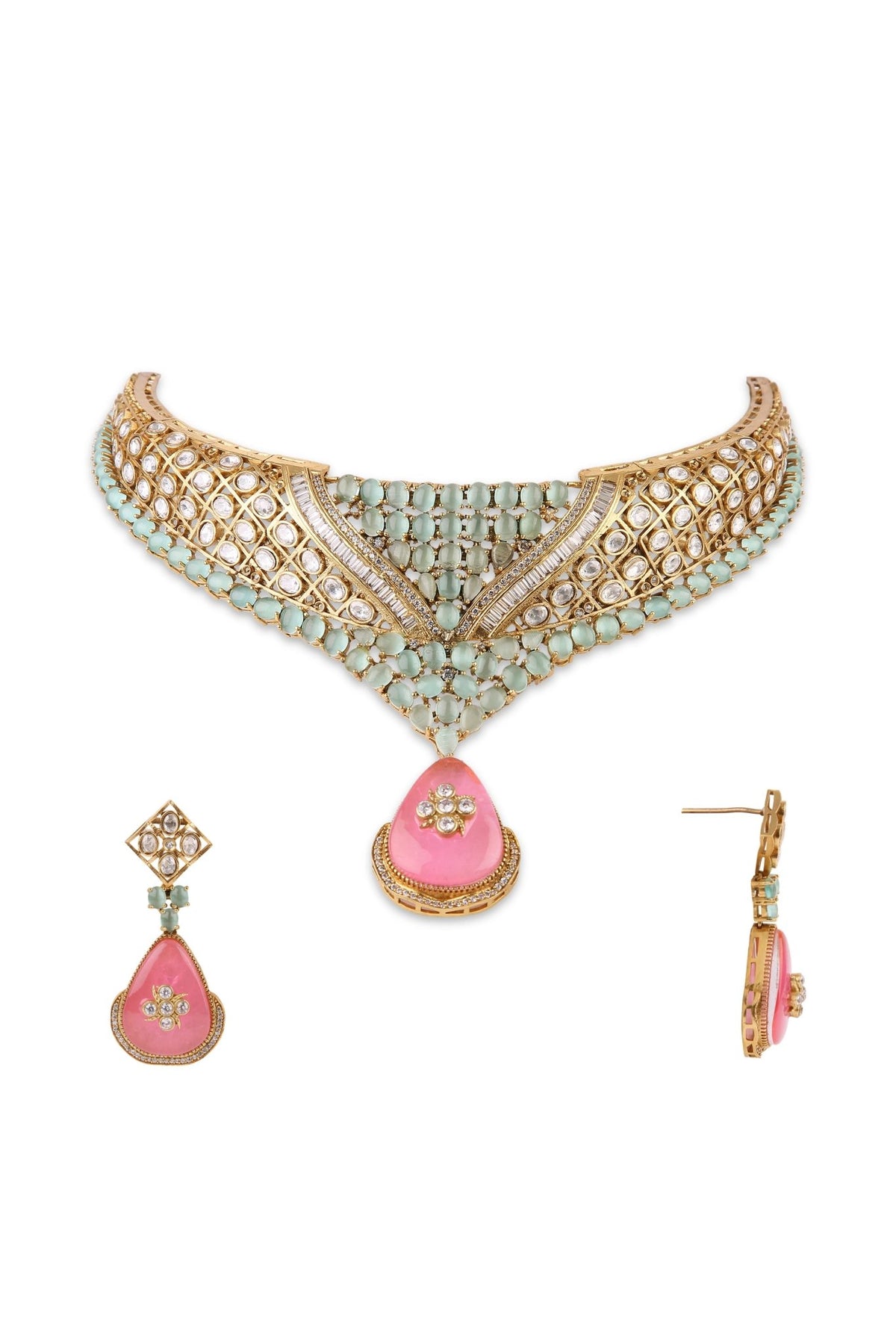 Moissanite Necklace 08916 - Krishna's Sweta Jewellery