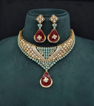 Moissanite Necklace 08916 - KRISHNA'S SWETA JEWELLERY