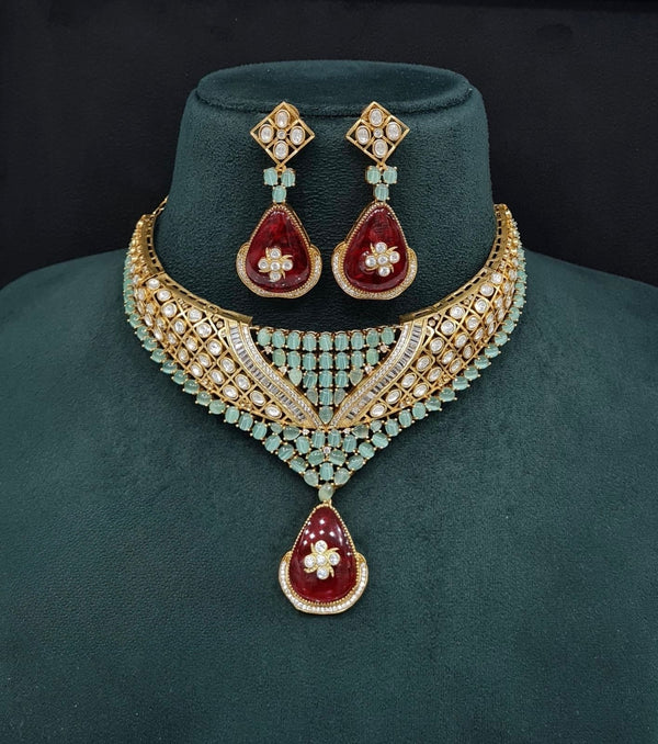 Moissanite Necklace 08916 - KRISHNA'S SWETA JEWELLERY