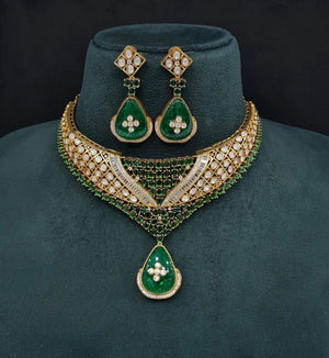 Moissanite Necklace 08916 - KRISHNA'S SWETA JEWELLERY