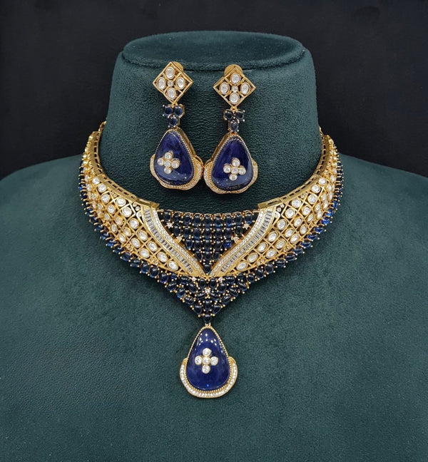 Moissanite Necklace 08916 - KRISHNA'S SWETA JEWELLERY