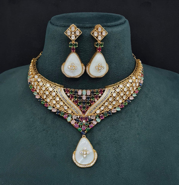 Moissanite Necklace 08916 - KRISHNA'S SWETA JEWELLERY