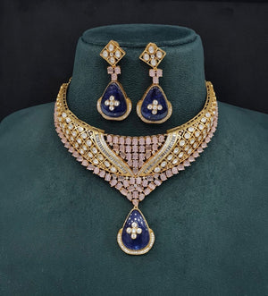 Moissanite Necklace 08916 - KRISHNA'S SWETA JEWELLERY