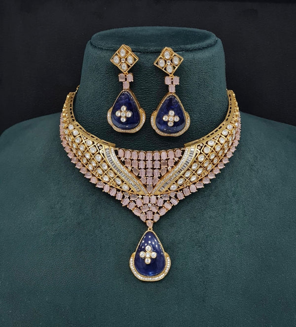 Moissanite Necklace 08916 - KRISHNA'S SWETA JEWELLERY