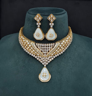 Moissanite Necklace 08916 - KRISHNA'S SWETA JEWELLERY