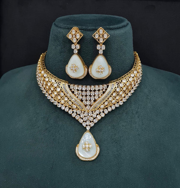 Moissanite Necklace 08916 - KRISHNA'S SWETA JEWELLERY