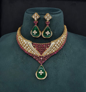 Moissanite Necklace 08916 - KRISHNA'S SWETA JEWELLERY
