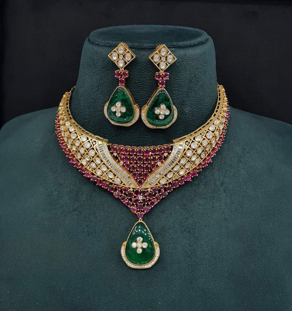 Moissanite Necklace 08916 - KRISHNA'S SWETA JEWELLERY