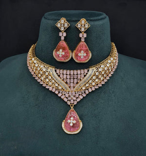 Moissanite Necklace 08916 - KRISHNA'S SWETA JEWELLERY