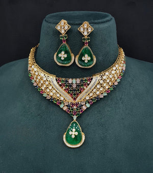 Moissanite Necklace 08916 - KRISHNA'S SWETA JEWELLERY