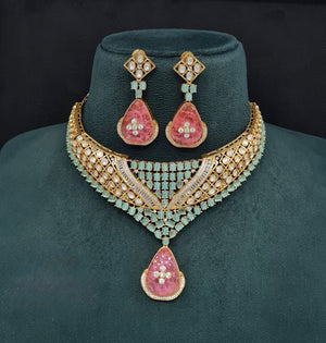 Moissanite Necklace 08916 - KRISHNA'S SWETA JEWELLERY