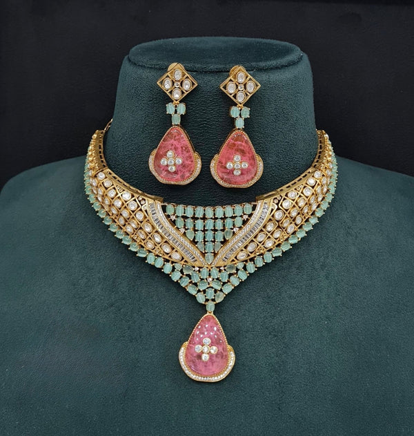 Moissanite Necklace 08916 - KRISHNA'S SWETA JEWELLERY