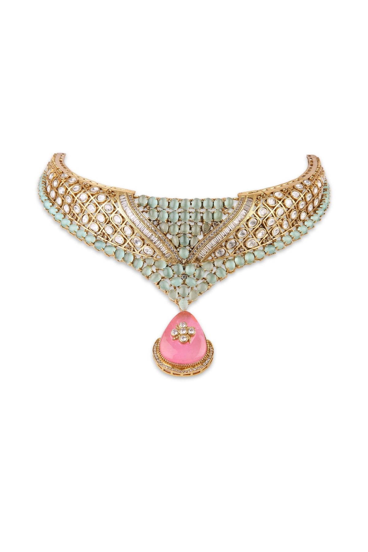 Moissanite Necklace 08916 - Krishna's Sweta Jewellery