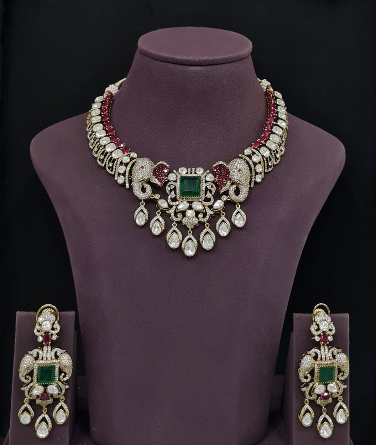 Moissanite Necklace 10563 - KRISHNA'S SWETA JEWELLERY